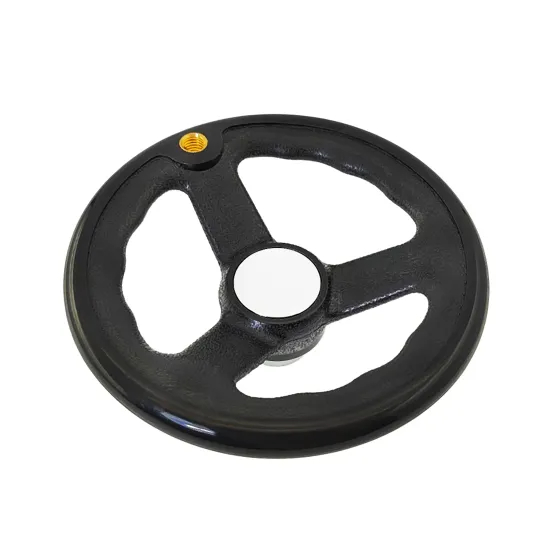 Black Plastic Steel Handwheel with Rotating Handle and Three-Spoked Light Hole Positioning Screw