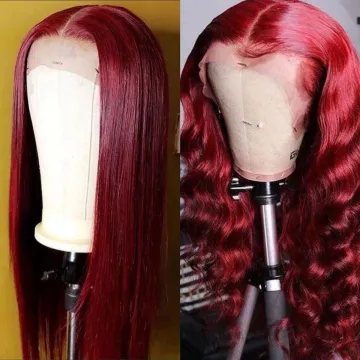 Cheap 27#30#99j Indian Remy Human Hair Lace Closure Wig Straight Cuticle Aligned Human Hair Full  Lace Front Wig For Black Women