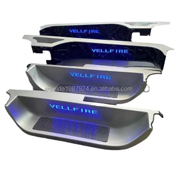 WSD New LED Car Door Sill Strips Silver Scuff Plate for Toyota ALPHARD/VELLFIRE 30 (2015-2022)