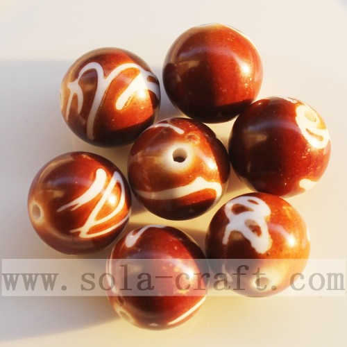 Fashion Jet Printed Round Beads Necklace Beads