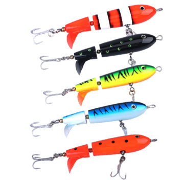 LureKiller Wooden Fishing Lure Trolling Bait GT 65g 8CM Pencil Boat Bait with Three Hooks