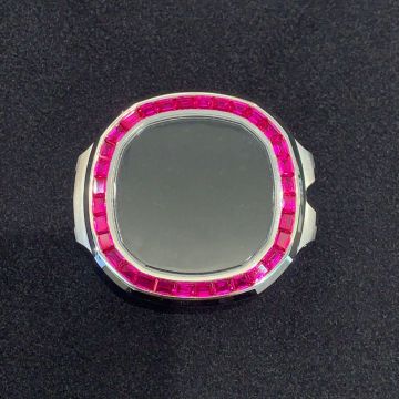 18K Gold and Synthetic Ruby Watch Bezel Set in a 40mm Case: A Famous Brand's Luxury Timepiece