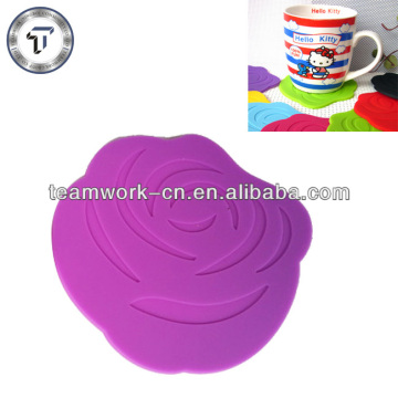 Novelty rose flower silicon rubber wine glass coaster
