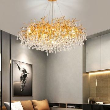 Luce a sospensione del soffitto a led oro moderna nordica - lampadario di ramo d'albero