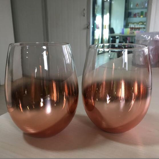 22oz Ombre Rose Gold Stemless Glasses