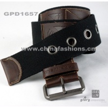 fashion canvas belt with pu!