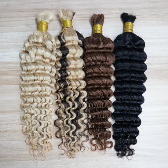 Wet and Wavy Deep Wave Indian Remy Bulk Hair Extension for Braiding