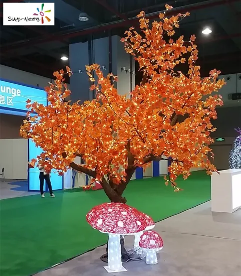 Beautiful outdoor artificial trees with lights fancy led light show tree with high quality artificial red maple tree
