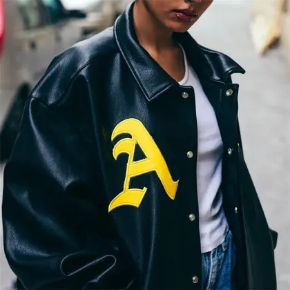 Leather Baseball Bomber Leather Varsities Jacket For Men