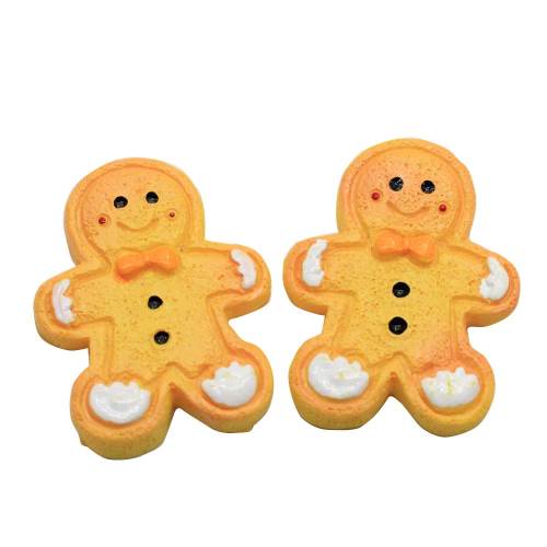 Simulazione natalizia Gingerbread Man Biscotti Decorazione in resina Craft Flatback Kawaii Cabochon Scrapbooking per la decorazione del telefono