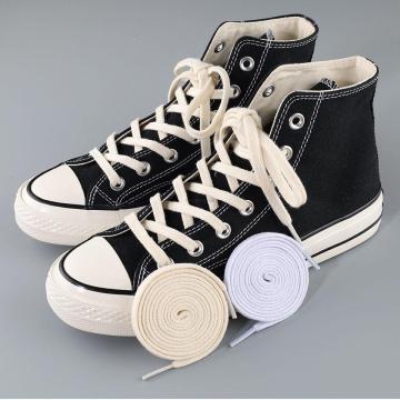 Cotton Flat Shoelaces for Classic Sneakers - White, Black, Beige