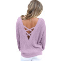 V Back Sweaters for Women Long Sleeve Pullover