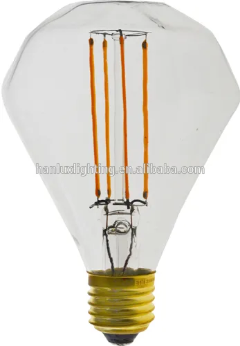 led Diamond shape led filament bulbs, clear amber light e27 edison filament light bulb