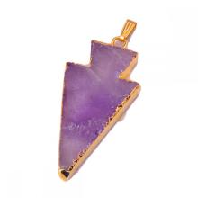 Natural Amethyst Arrow Pendant Plated 18K Gold