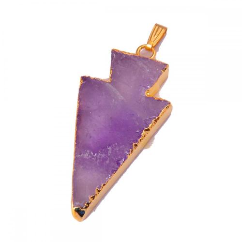 Natural Amethyst Arrow Pendant Necklace