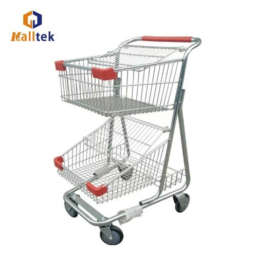 Basket Trolley 2 layer American Supermarket shopping basket trolley cart Supplier