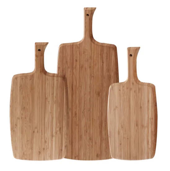 Solid bamboo cutting board with handle