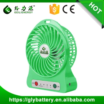 Portable LED Light USB Mini Fan With Li-ion 18650 Rechargeable Battery
