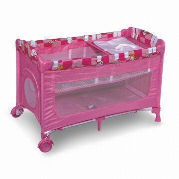 Playpen/Baby Cribs, Made of 300D Oxford with Two Layers + Steel Pipe with CE Certifications