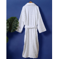 White Color Velour Bathrobe with Shawl Collar