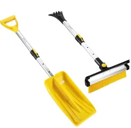 Versatile Winter Snow Removal Kit: Shovel, Ice Scraper, Snow Brush, and Squeegee with Extendable / Retractable Handle