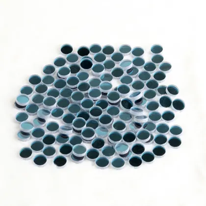 DIY Handmade Round Lens Glass Round Mirror - Large Medium Silver Color Mosaic