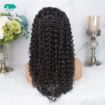Cheap 180% Density 10-24 Inch Natural Color Remy Human Hair wig 4*4 Jerry Curl Lace Front Wigs