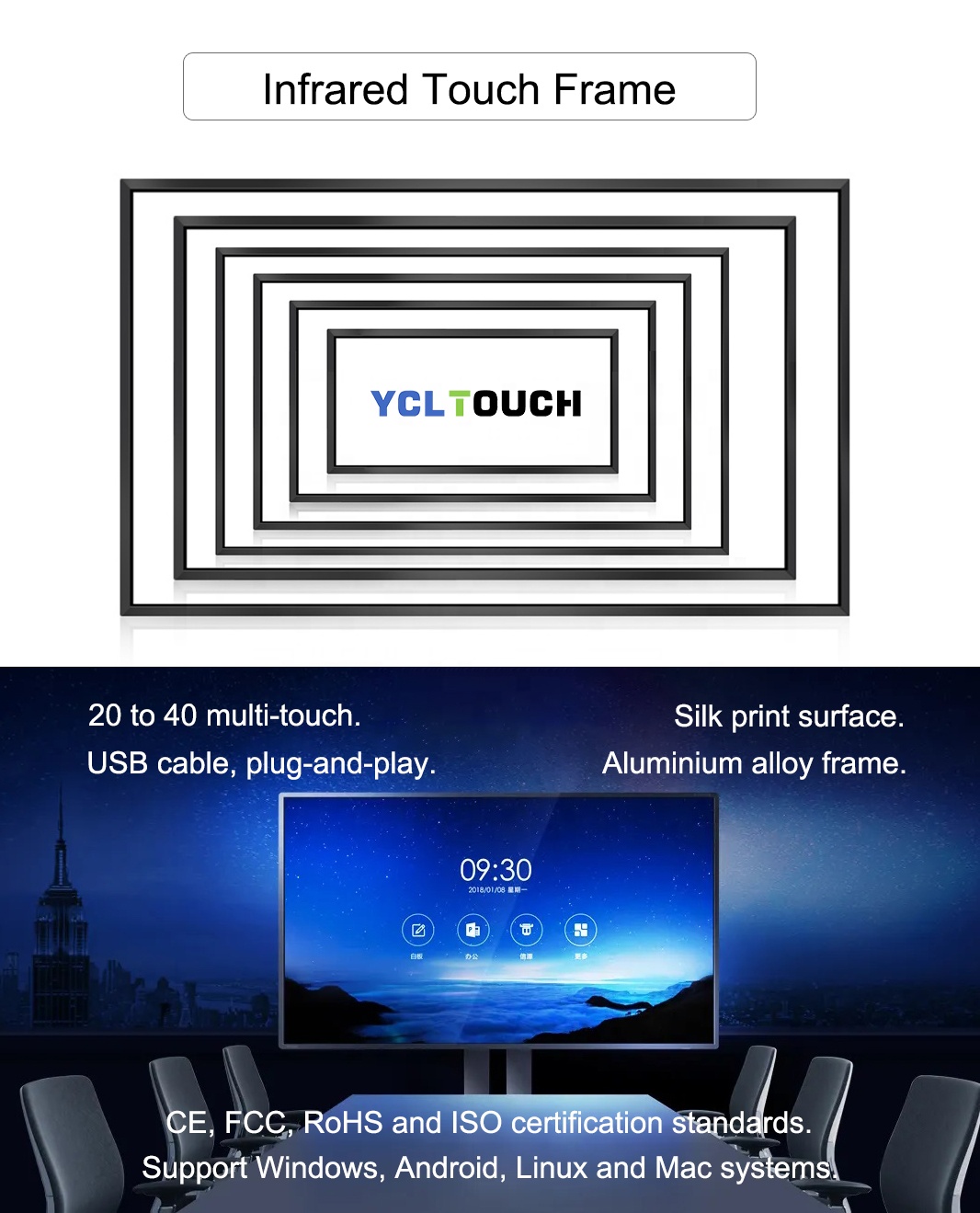 86 inch interactive whiteboard infrared touch frame