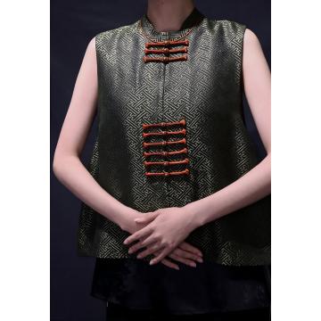 Chaleco de bronce de seda Xiangyunsha con forro naranja