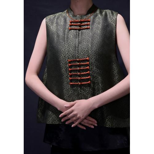 Chaleco de bronce de seda Xiangyunsha con forro naranja