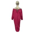 Pink Cotton Long Sleeve Casual Dress