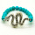 Turquoise 8MM Round Beads Stretch Gemstone Bracelet with Diamante Snake Piece