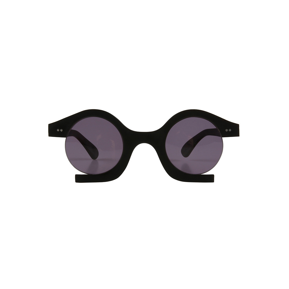 Design Round Black Buffalo Horn Sunglasses
