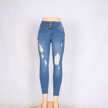 Ladies strappato jeans alla moda personalizzato all&#39;ingrosso