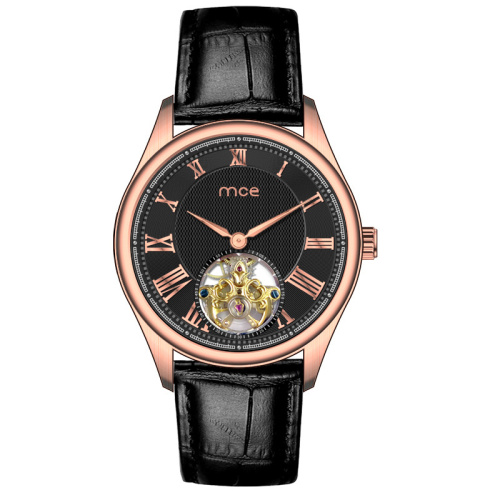 Custom logo stainless steel mechanical skeleton man watch