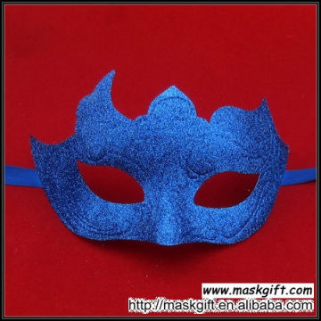 Hot Sell Wholesale Unique Shape Solid Blue Shinning Glitter Masquerade Party Mask