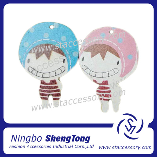 Cartoon Girl and Boy Wooden Charms Wooden Pendant