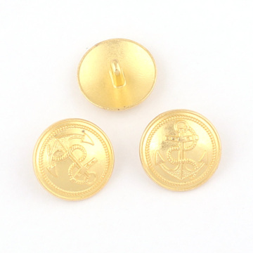 Wholesale 18mm Gold Alloy Shank Buttons with Ship Anchor Pattern for Coats and Blazers