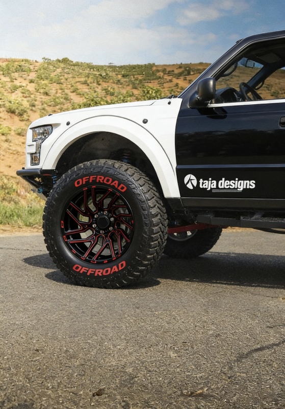 22-inch Milled Bright Black Multi-spoke Wheels with Red Outline