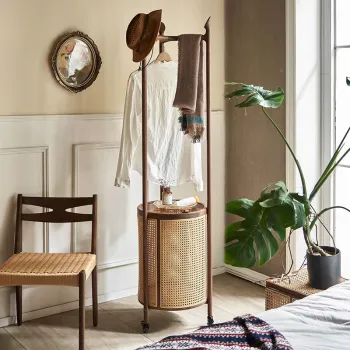 Dreamhause Solid Wood Floor-Mounted Clothes Hanger for Bedroom Storage