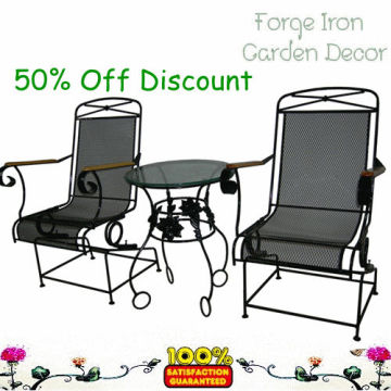 Antique Wrought Iron Garden Chair with Coil Spring