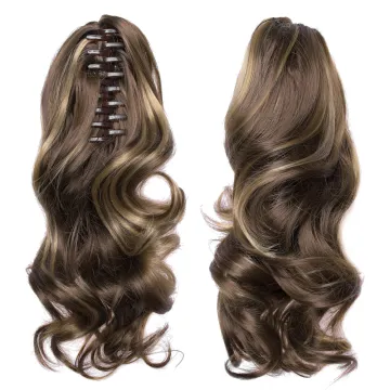 Synthetic Fiber Claw Clip Wavy Ponytail Extensions Long Thick Wave Ponytail Extension Clip In Hair Extensions For Women