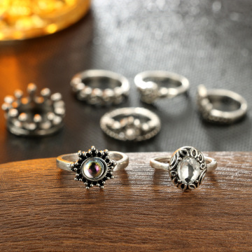 Vintage Knuckle Ring Set for Women Girls Stackable Rings Set Hollow Carved Flowers