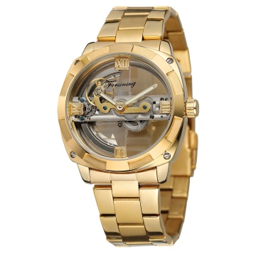New Waterproof Mechanical Fashion Watch with Double-Sided Hollow Out Design, Alloy Strap, and Luminous Hands - Perfect for Sports Use