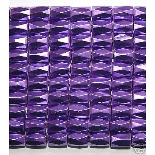 Purple Hematite 18 Faced Tube Beads 5X8MM Grade AB