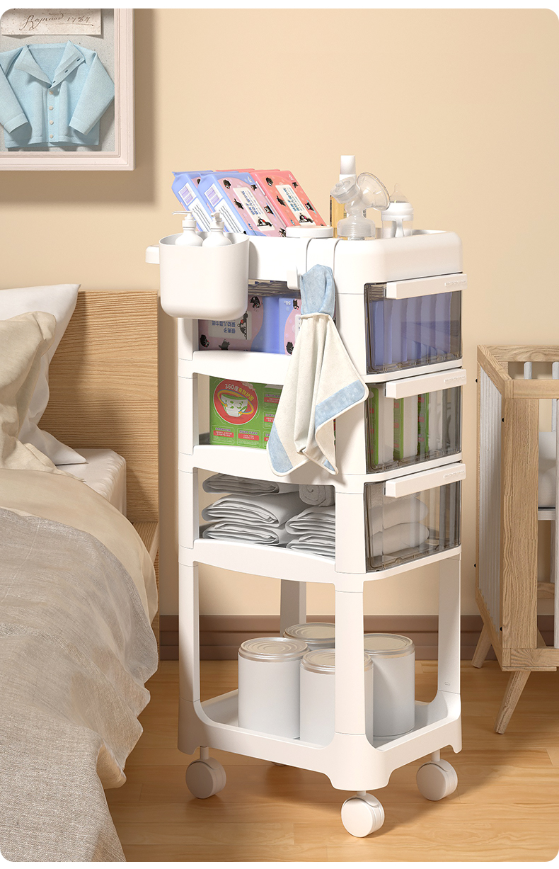 Rotary Collapsible ABS Organizer Storage Drawer Cart