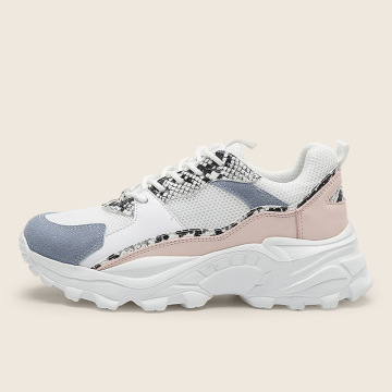 2021 crocodile print design with mesh lady sneaker