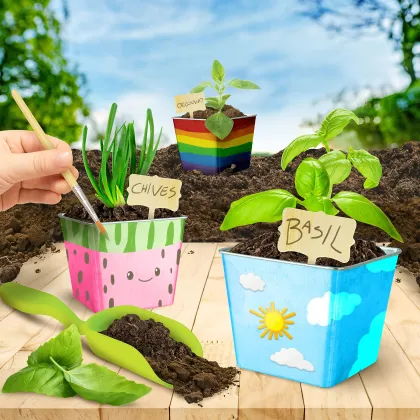 National Geographic Kids Herb Growing Kit: DIY Garden Set with Paint and Stickers
