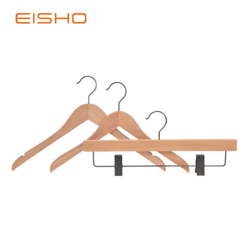 EISHO Adult Natural Bottom Wood Hanger With Clips