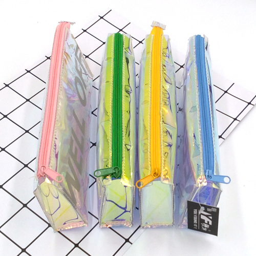 China Custom fashionable waterproof cute laser plastic pencil case Supplier